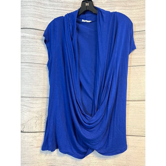 Free To Live Royal Blue Draped Front Top Size L - Picture 1 of 4
